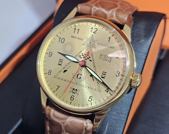 Vintage Raketa Masonic Watch – Mechanical Wristwatch, Gift for Him