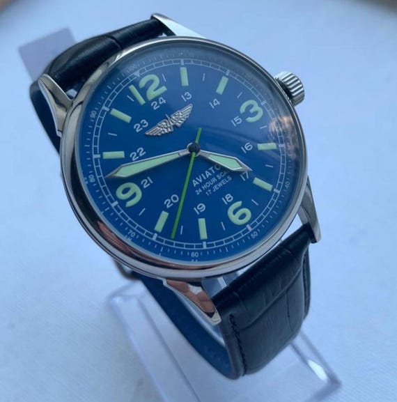 Vintage Rare Raketa Watch Mechanical Aviator Wrist Russian Soviet Military USSR