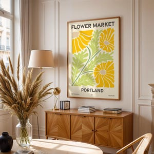Prints Oregon Flower Market, levendige kunst, afdrukbare galerijmuurset van 6 inch