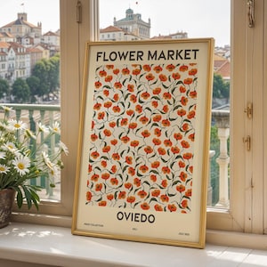 Blumenmarkt, Asturien, Oviedo, Gijón, Avilés, Siero, Langreo, Mieres, lebendige moderne Wandkunst