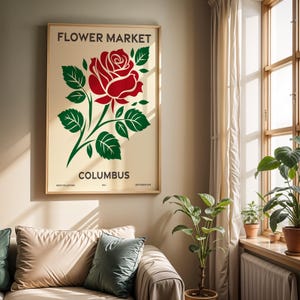 Ohio Flower Market Prints, Rose Art, Printable Gallery Wall Set of 6