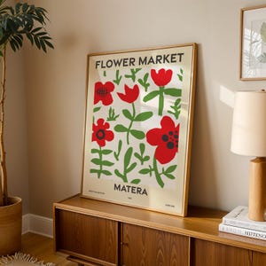 Blumenmarkt, 6er-Set, Balanceta, Matera, Potenza, Melfi, Venosa, Policoro, Pisticci, lebendige moderne Wandkunst