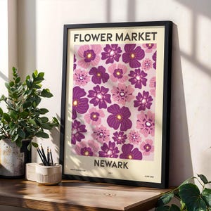 Blumenmarkt, 6er-Set, New Jersey, Newark, Jersey City, Paterson, Elizabeth, Edison, Woodbrücke, lebendige moderne Wandkunst