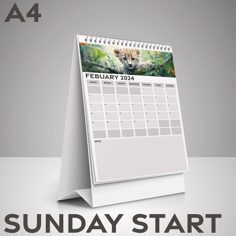 2024 Calendar Monthly Planner 2024 Cheetah Calendar Sunday Etsy UK