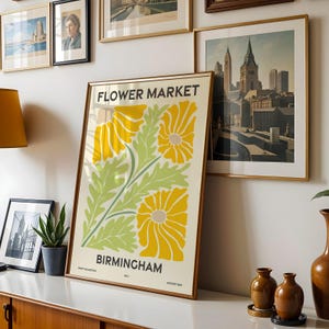 Blumenmarkt, 6er-Set, Alabama, Birmingham, Montgomery, Mobile, Huntsville, Tuscaloosa, Hoover, lebendige moderne Wandkunst