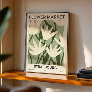 Flower Market, Set of 6, Grand Est Region, Strasbourg, Reims, Nancy, Metz, Mulhouse, Troyes, Vibrant Modern Wall Art Prints