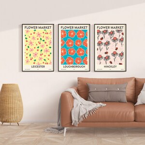 Flower Market, Set of 6, Leicestershire, Leicester, Loughborough, Hinckley, Wigston, Melton Mowbray, Coalville, Modern Wall Art Prints