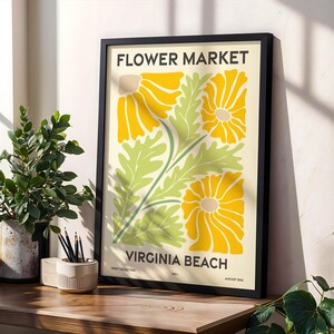 Flower Market, Set of 6, Virginia, Virginia Beach, Norfolk, Chesapeake, Richmond, Newport News, Alexandria, Vibrant Modern Wall Art Prints