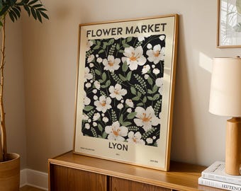 Auvergne-Rhone-Alpes Region Flower Market Poster Set of 6, Modern Botanical Art, Digital Download