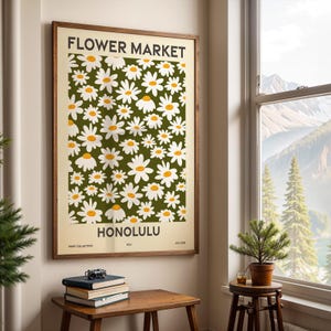 Flower Market, Set of 6, Hawaii, Honolulu, Pearl City, Hilo, Kailua, Waipahu, Kaneohe, Vibrant Modern Wall Art Prints