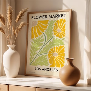 Flower Market, Set of 6, California, Los Angeles, San Diego, San Jose, San Francisco, Fresno, Sacramento, Vibrant Modern Wall Art Prints