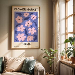 Blumenmarkt, Set von 6, Friaul Julisch Venetien, Trieste, Udine, Pordenone, Gorizia, Monfalcone, Sacile, lebendige moderne Wandkunst Drucke