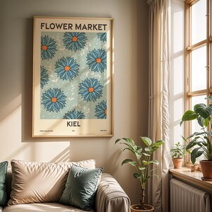 Juego de 6 láminas decorativas del mercado de flores de Schleswig-Holstein, estampados vibrantes, descarga instantánea.