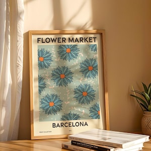 Blumenmarkt, 6er Set, Katalonien, Barcelona, L&#39;Hositalet de Llobregat, Badalona, Tarragona, Sabadell, Terrassa, Moderne Wandkunst