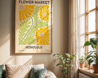 Hawaii Floral Poster Collection, Vibrant Digital Wall Art, Set of 6 Prints
