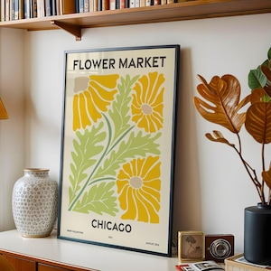 Flower Market, Set of 6, Illinois, Chicago, Aurora, Rockford, Joliet, Naperville, Springfield, Vibrant Modern Wall Art Prints