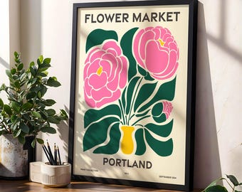 Flower Market, Set of 6, Oregon, Portland, Salem, Eugene, Gresham, Hillsboro, Beaverton, Matisse Modern Wall Art Prints