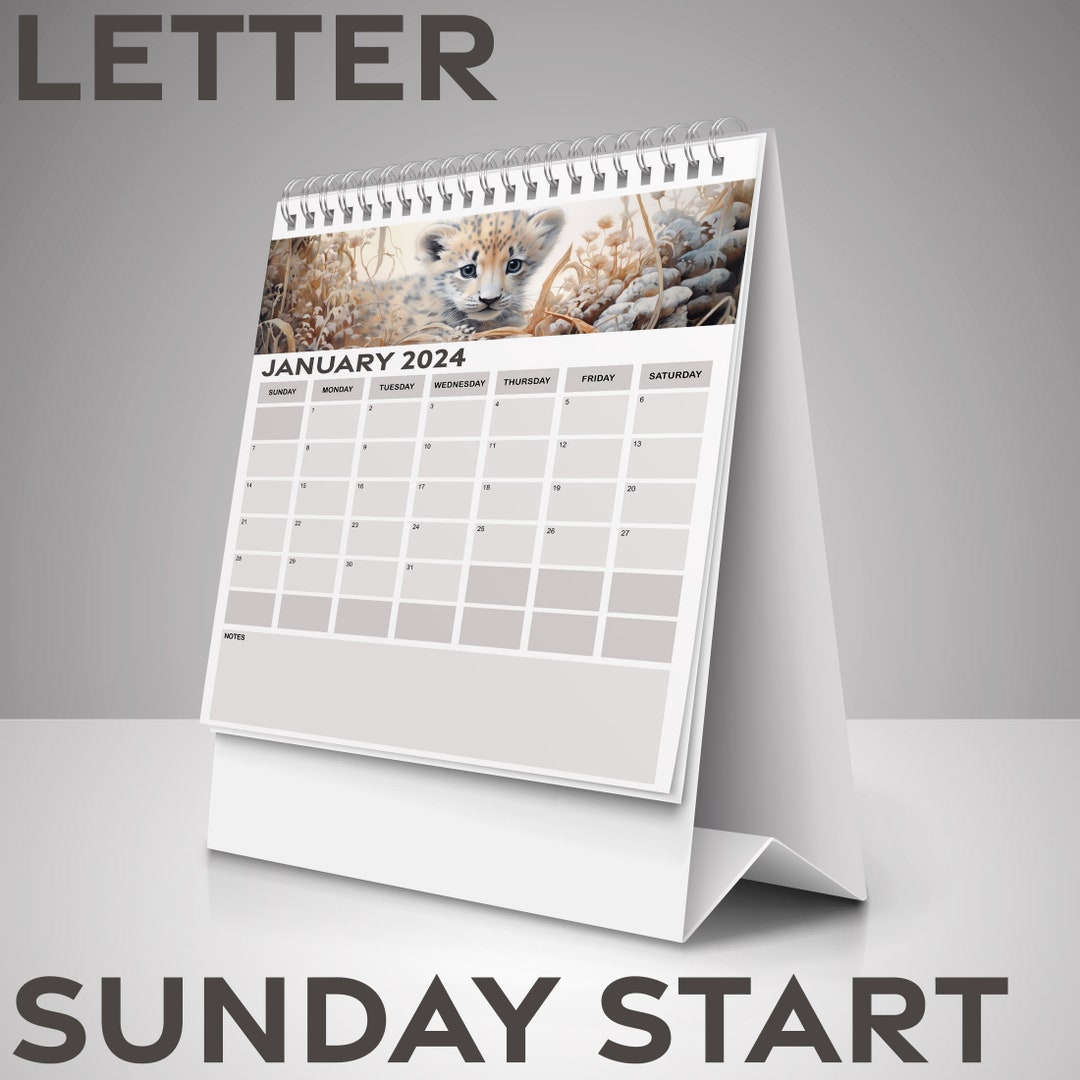 2024 Calendar Monthly Planner 2024 Cheetah Calendar Sunday Etsy