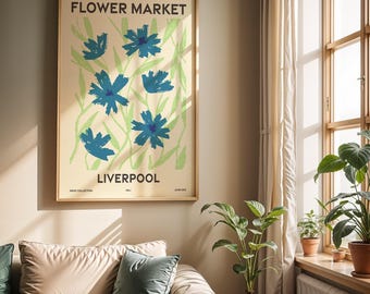Flower Market, Set of 6, Merseyside, Liverpool, Wirral, St Helens, Southport, Bootle, Crosby, Vibrant Modern Wall Art Prints