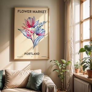 Flower Market Prints Oregon, Glassy Gallery Wall Set of 6, Downloadable