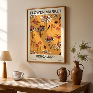 Flower Market, Set of 6, Karnataka, Bengaluru, Hubballi-Dharwad, Mysore, Gulbarga, Mangalore, Belgaum, Vibrant Modern Wall Art Prints