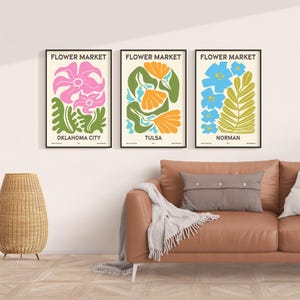 Flower Market, Set of 6, Oklahoma, Oklahoma City, Tulsa, Norman, Broken Arrow, Lawton, Edmond, Matisse Modern Wall Art Prints