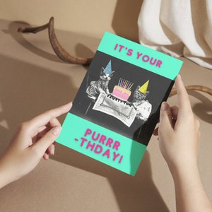 Artful Cat Birthday Cards - Pack of 10 - kitten greeting card, invitation, funny cat birthday, cat meme birthday, cat lovers birthday