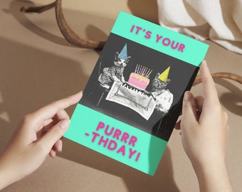 Tarjetas de cumpleaños ingeniosas de gato - Paquete de 10 - tarjeta de felicitación de gatito, invitación, cumpleaños divertido de gato, cumpleaños de meme de gato, cumpleaños de amantes de los gatos