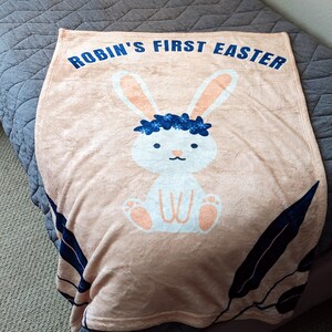 Personalized Custom Name - Easter Baby Blanket - Plush Fleece Blanket