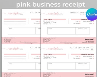 Rosa kvittomall, Boho Small Business, Köpbevis, Bekräftad betalning, Organiserad redovisning, Försäljningsspårning, Canva-mall, DIY
