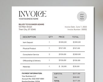 Boho fakturamall, redovisning för småföretag, bokföring, fakturautdrag, professionell lönespecifikation, fakturauppskattning, offert, pris, Canva DIY