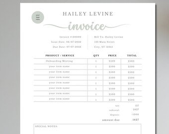 Grön fakturamall, Boho småföretag, Betalbar till formulär, Professionell betalningskvitto, Uppskattning, Frilansoffert, Orderpris, Canva DIY