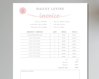 Rosa fakturamall, bokföring för småföretag, rosa fakturautdrag, rodnande betalningskvitto, professionell offert, uppskattning, Canva DIY