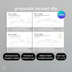 Receipt Template, Canva, Small Business Accounting, Proof of Purchase, Confirmed Payment Slip, Digital Download, Order Fulfillment, Bill