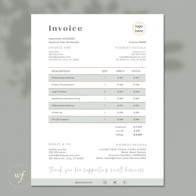 Well Design Invoice Small Business Invoice Template, Editable Bundle, Earth Toned Bill ...