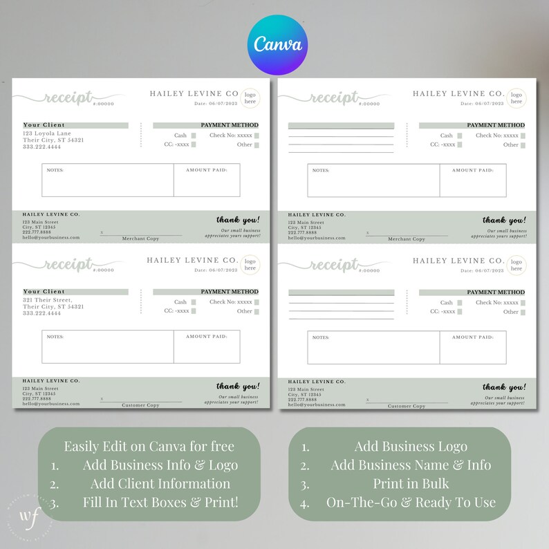 Sage Receipt Template, Boho Small Business, Proof of Payment, Pay Sage Receipt Template, Boho Small Business, Proof of Payment, Pay