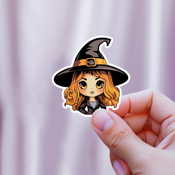 Adorable Witch Sticker, Sweet Art for Fantasy & Halloween, Charming Decal, Darling Illustration - Magical And Playful Fantasy Sticker