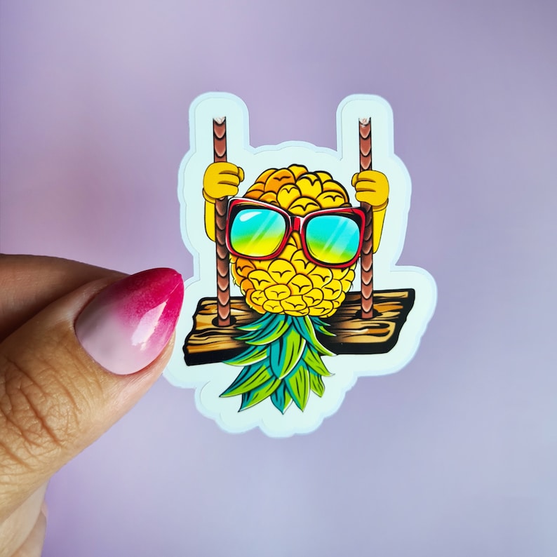 Upside Down Pineapple Sticker, Cool Swinger Symbol, Fun & Quirky