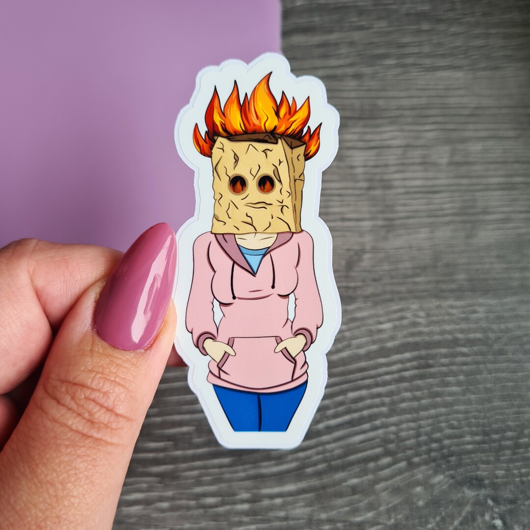 Overthinking Anxiety Sticker, Woman With Burning Paper Bag, Mental ...
