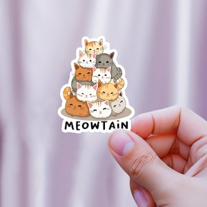 Meowtain Cat Sticker - Funny Cat Pile Decal for Phone, Laptop, Water Bottle - Perfect Cat Lover Gift