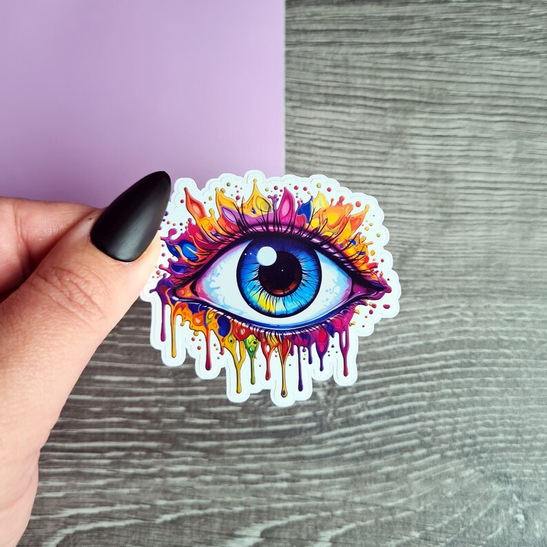 Top Pupil Sticker Colorful Pop Art Eye Sticker, Retro Psychedelic Abstract Design - Etsy