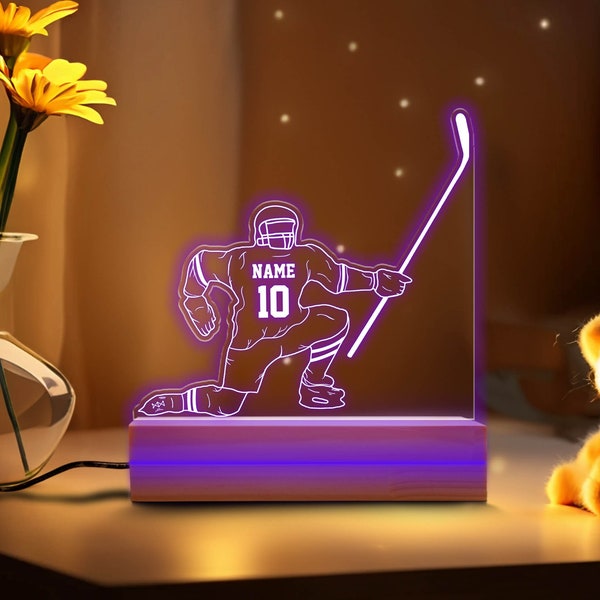 Personalized Hockey Player, Night Light, Custom Night Lights Kids, Night Lights, Bedroom Night Lights, Kids Bedroom Decor, Lights for Boys