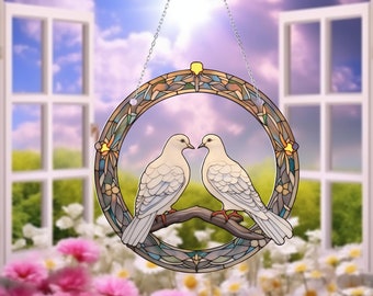 Dove Acrylic Window Hangings, Elegant Love Birds Window Hanging Decoration, Dove Acrylic Suncatcher, Gift For Her, Gift For Dove Lover.
