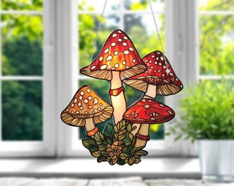 Mushroom Acrylic Window Hanging Decor, Mushroom Window Hangings, Mushroom Mom Decoration, Wall Art Decoration Gifts For Mom, New house Decor