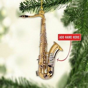 Personalized Saxophone Ornament, Saxophone Christmas Ornament, Saxophone Player Ornament, Christmas Gift For Saxophone Lover, Saxophone Gift