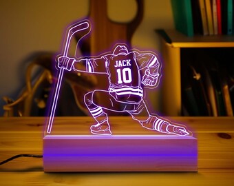 Personalized Hockey Player, Night Light, Custom Night Lights Kids, Night Lights, Bedroom Night Lights, Kids Bedroom Decor, Lights for Boys