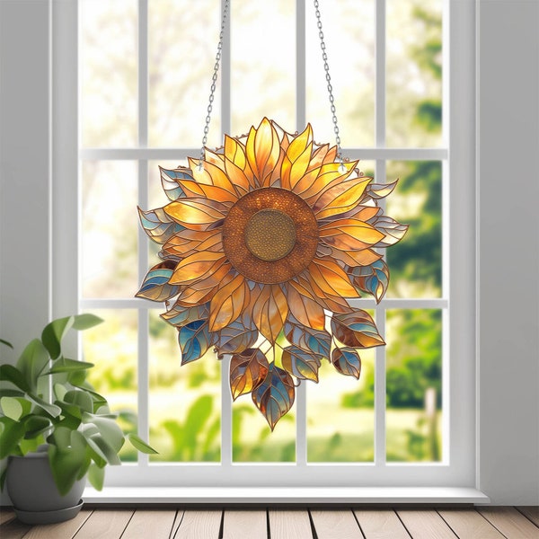 Sunflower Acrylic Window Hanging, Sunflower Decor, Sunflower Kitchen Decor, Gifts For Women, New house Decor, Gift For Mom, Gift For Dad.