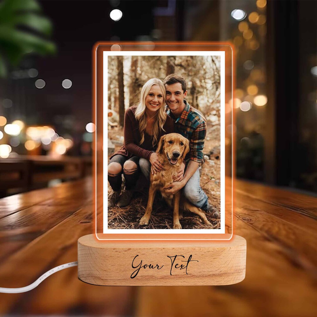 Personalized Photo Light up Pet Memorial Plaque, Personalized Gifts for