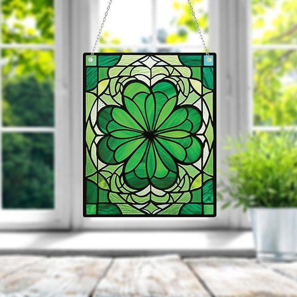 Four Leaf Clover Acrylic Window Hanging, Shamrock Suncatcher, Best Gifts For Four-Leaf Clover Lover, Good Luck Charm, Leaf clover Lucky.