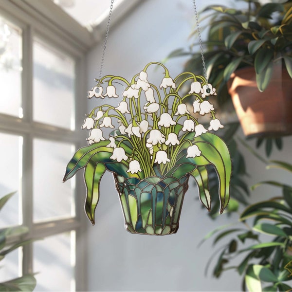 Décoration de fenêtre de muguet, Fleurs acryliques à accrocher sur fenêtre, Muguet, Cadeau pour elle, Décoration d'intérieur, Décoration d'intérieur artistique